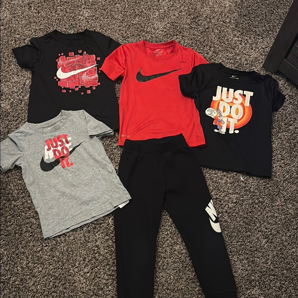 Nike Kids T-Shirt and Pants Set - Red, Black, Gray